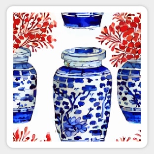 Corals in chinoiserie jars Sticker